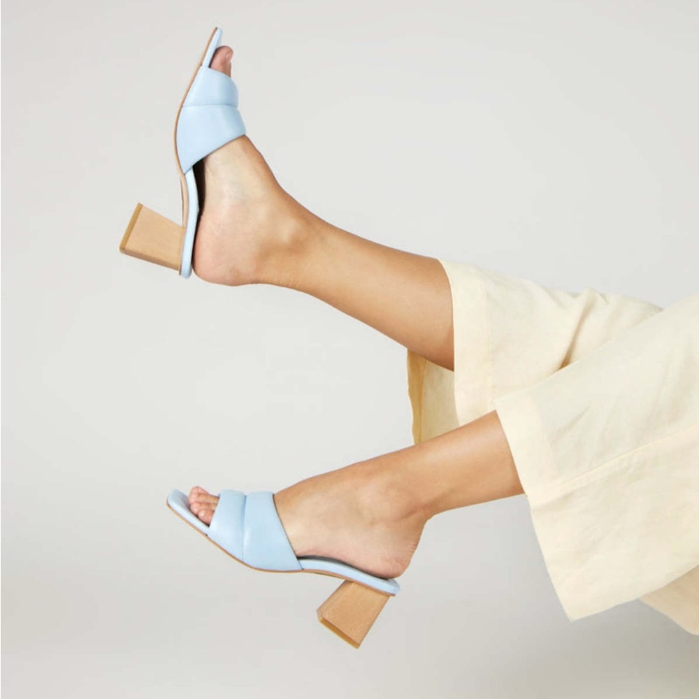 Intentionally Blank Tabi Heel Sandal Sky Blue Block Wooden